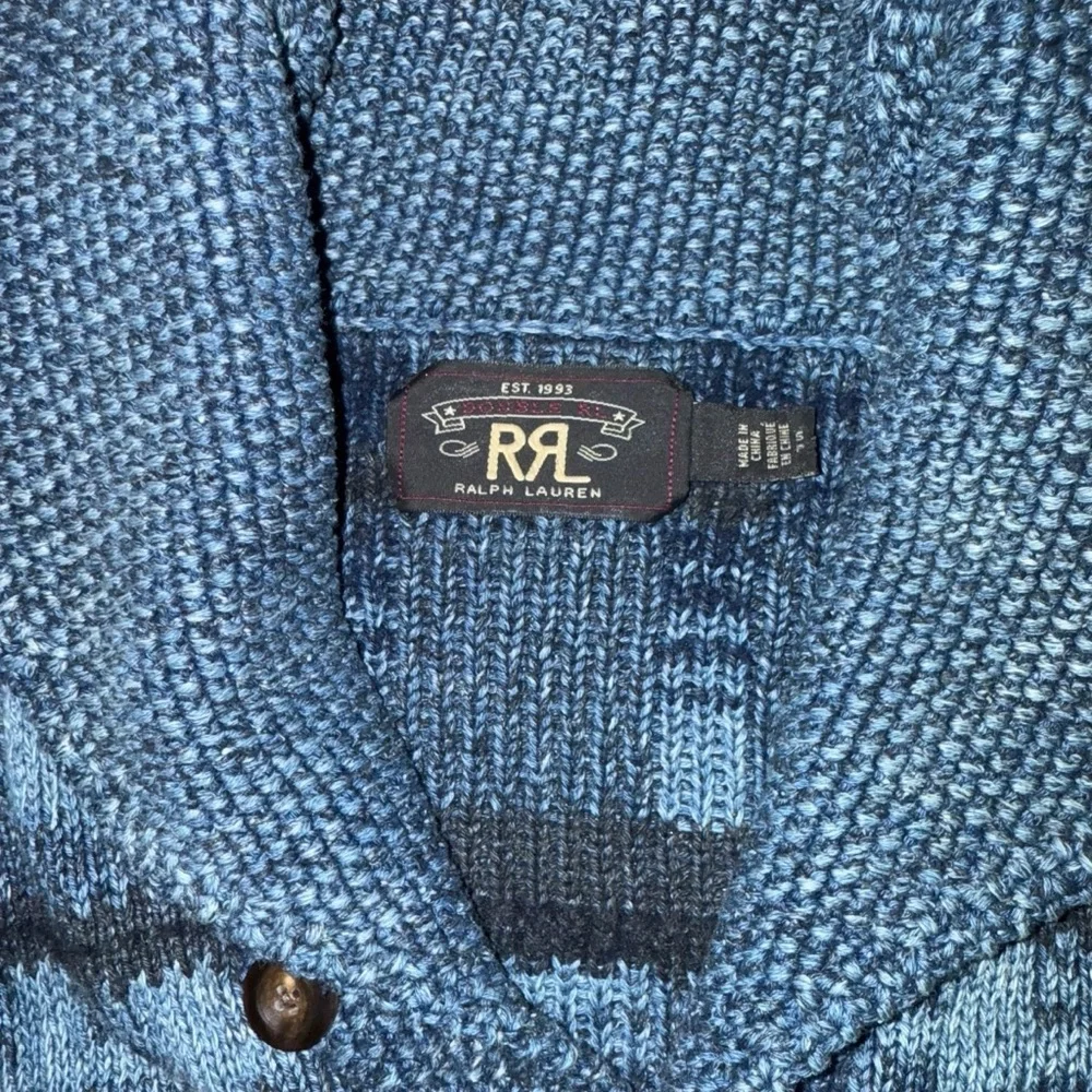 RRL Ralph Lauren Indigo Cotton-Blend Cardigan Size Small